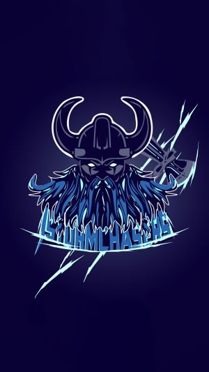 Viking warrior with axe and "STORMCHASERS" text