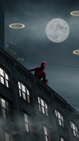 Spider-Man from Spider-Man: No Way Home on a building