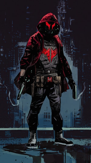 Red Hood with Guns in City
