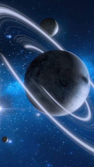 Planets with rings in a starry digital universe