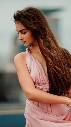 Girl in a pink dress