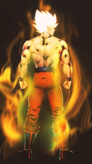 Goku from Dragon Ball with Super Saiyan aura