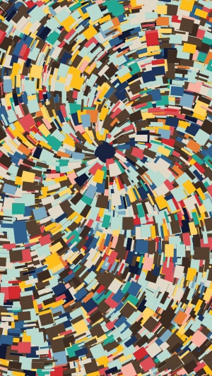 Abstract digital art with swirling colorful squares