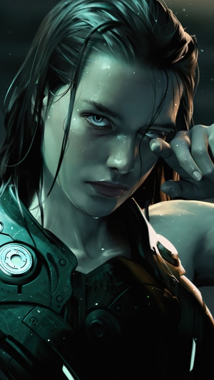 Artwork of a woman with cybernetic armor