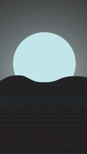 Digital art of a large moon over mountains