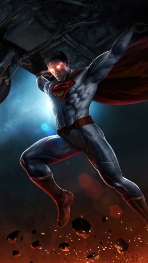Superman lifting a car, digital art
