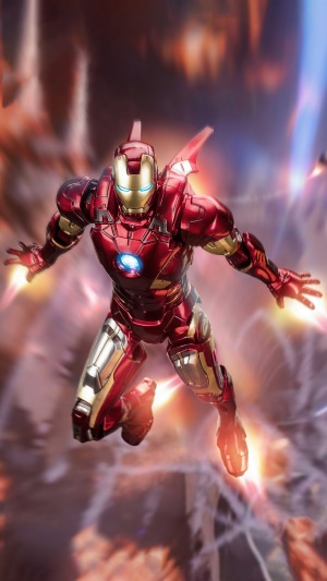 Iron Man in action, digital art 4K