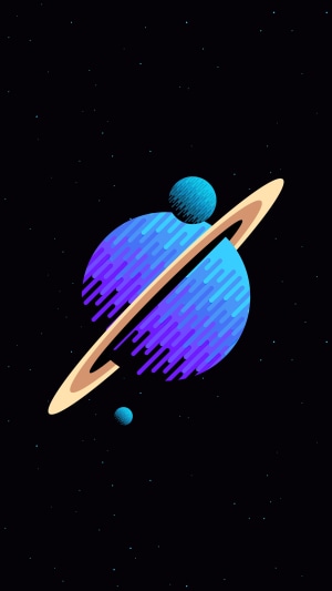 Digital art of a ringed planet and moons