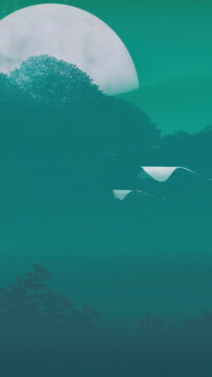 Digital Art Landscape with Moon and Trees