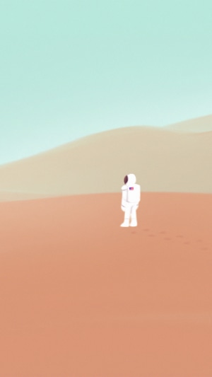 Minimalist astronaut on a desert planet