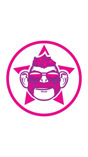 Monkey with sunglasses and mustache logo