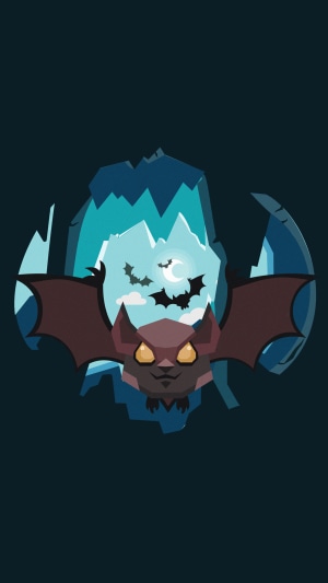 Bat flying in a cave at night
