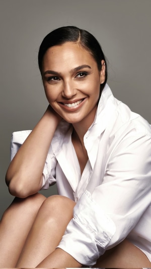 Gal Gadot in a white shirt