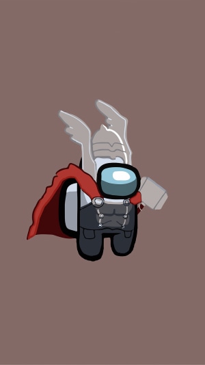 Among Us character dressed as Thor