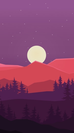 Minimalist landscape with moon and mountains