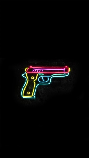 Neon gun artwork