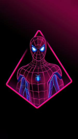 Spiderman in Neon Geometric Frame