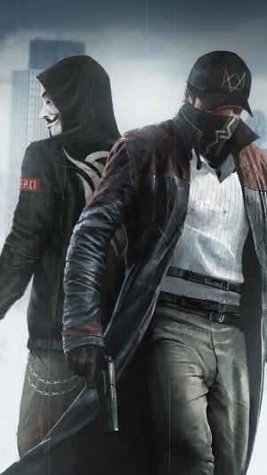 Two men from Watch Dogs Legion in a city