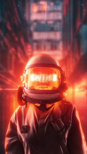 Astronaut with "SWIC" text on helmet visor