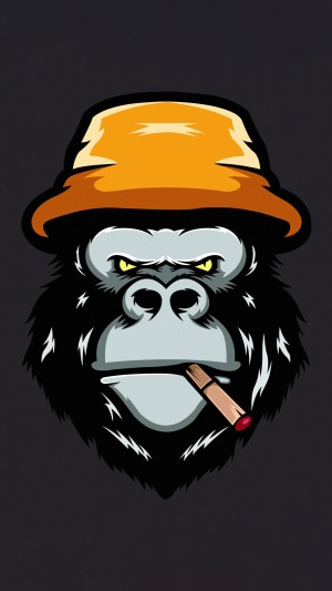 Minimalist Gorilla Artwork with Cigar and Hat