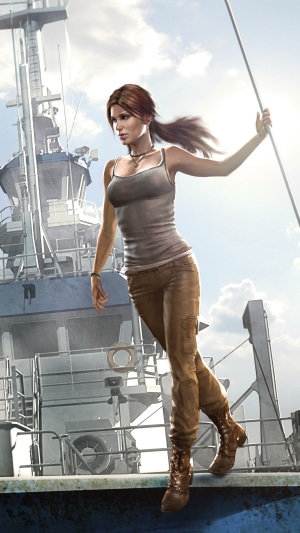 Lara Croft from Tomb Raider on a Ship