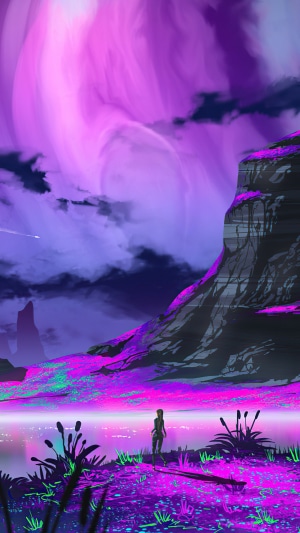 Digital art of a surreal alien landscape