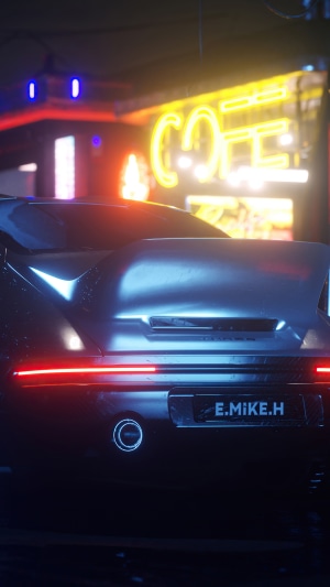 Cyberpunk car with neon lights