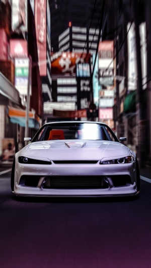 White Nissan Silvia S15 in a Japanese City