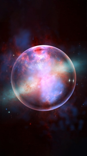 Digital universe artwork with nebula and planet