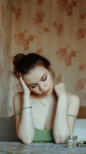 Young woman with hair in a bun