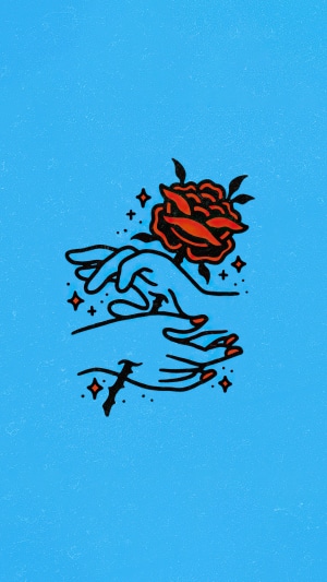 Minimalist rose and hands artwork