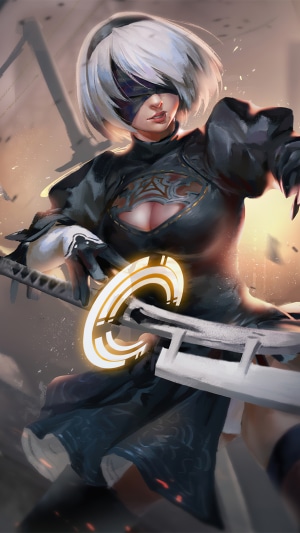 2B from NieR: Automata with a sword