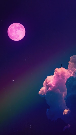Pink Moon over Clouds