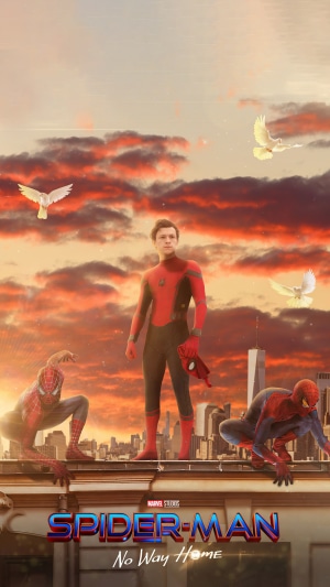 Spider-Man: No Way Home Poster with Three Spider-Men