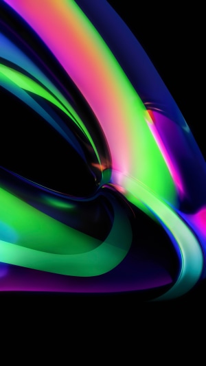 Abstract colorful fluid shapes on black background