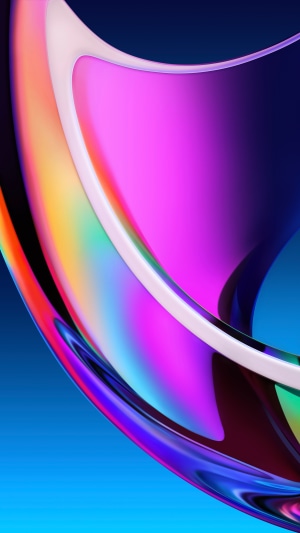 Abstract colorful fluid shapes on blue background