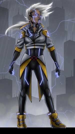 Storm from X-Men, cyberpunk artwork
