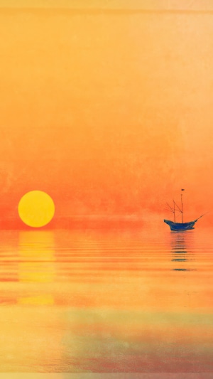 Digital Art of a Sailboat at Sunset