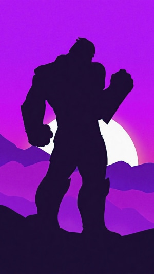 Thanos silhouette against a purple sunset