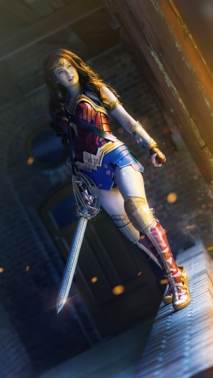 Wonder Woman cosplay with sword