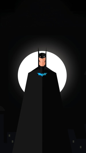 Minimalist Batman in front of a full moon