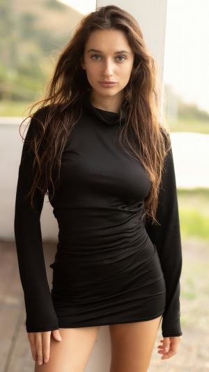 Gloria Sol in Elegant Black Dress