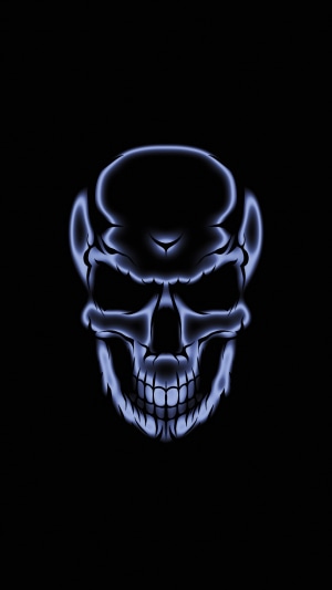 Digital artwork of a glowing skull