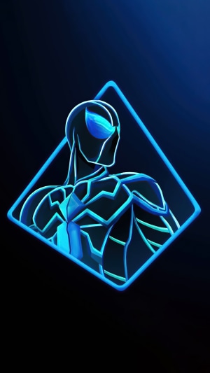Minimalist digital art of Spider-Man in a diamond frame