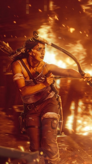 Lara Croft from Tomb Raider with bow and arrow