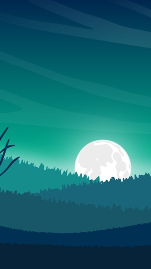 Minimalist digital art of a moonlit forest