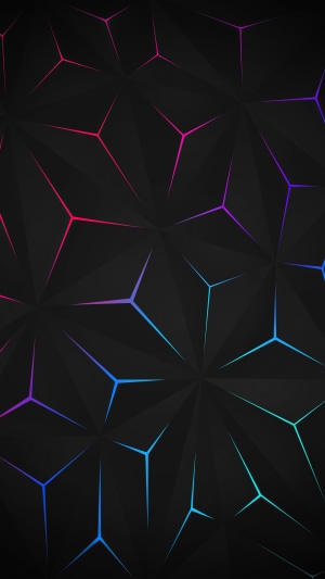 Abstract geometric pattern with neon light accents 4K