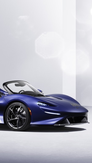 Blue McLaren Elva convertible sports car