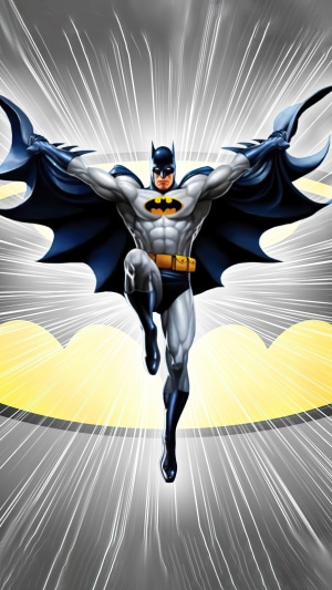 Batman in a dynamic pose with cape spread