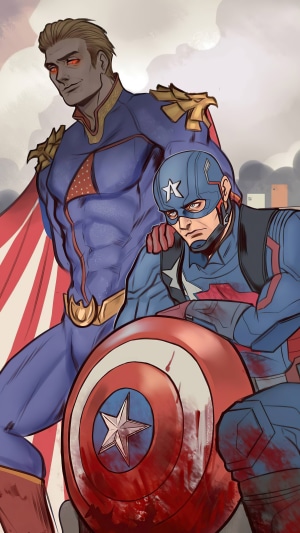 Homelander and Captain America artwork
